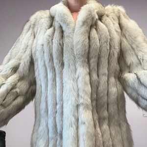 Women’s Blue Fox Beige/Cream Fur Coat vintage